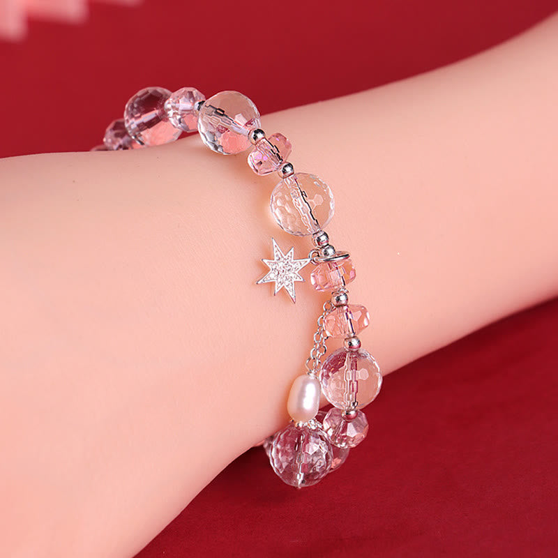 KarmaRipple's Ivory Gemstone Pink Gemstone Protection Star Talisman Bracelet p9