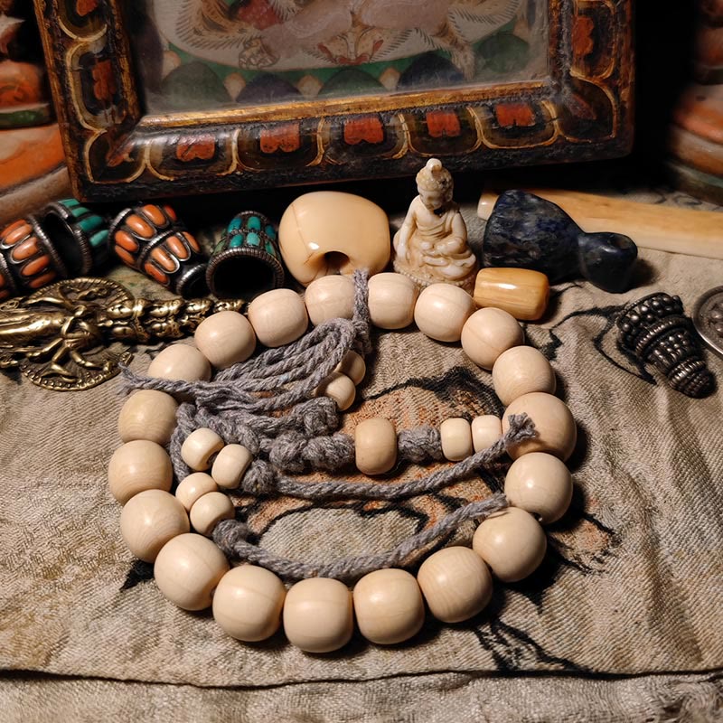 KarmaRipple's 108 Mala Beadwork Abelia Biflora Wood Warding Off Evil Spirits Wrist Mala p5