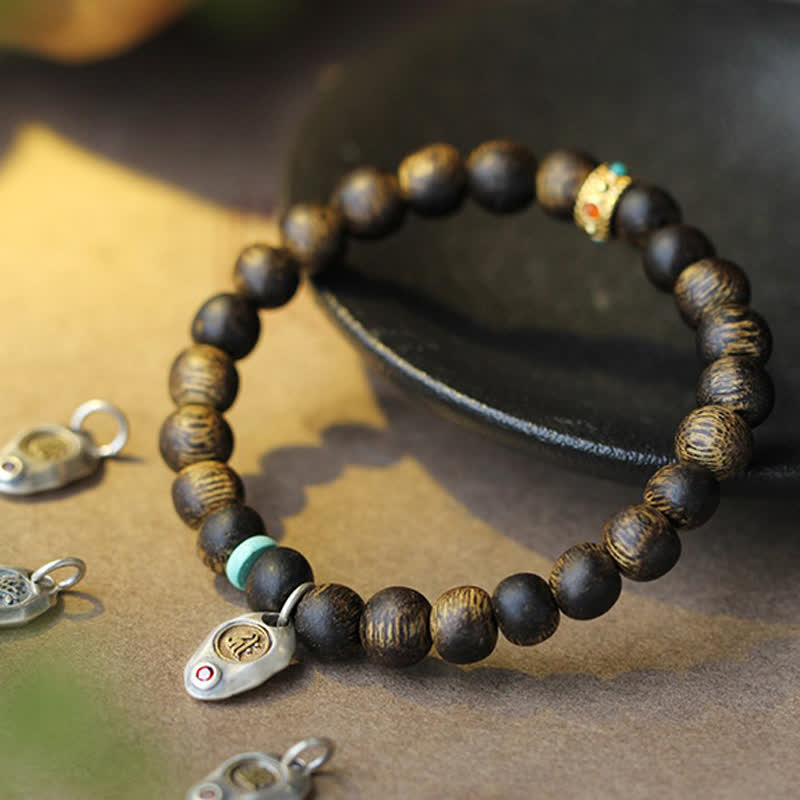 KarmaRipple's Vietnam Qinan Agarwood Turquoise Balance Strength Bracelet p20