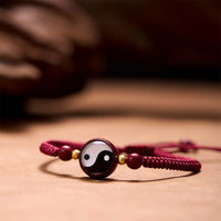 KarmaRipple's Fortunate Cinnabar Red String Yin Yang Symbol Bagua Blessing Bracelet