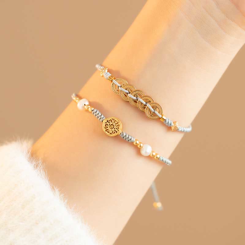 KarmaRipple's Bronze Coin Fortune Tree Fortune Strength Woven Bracelet p33