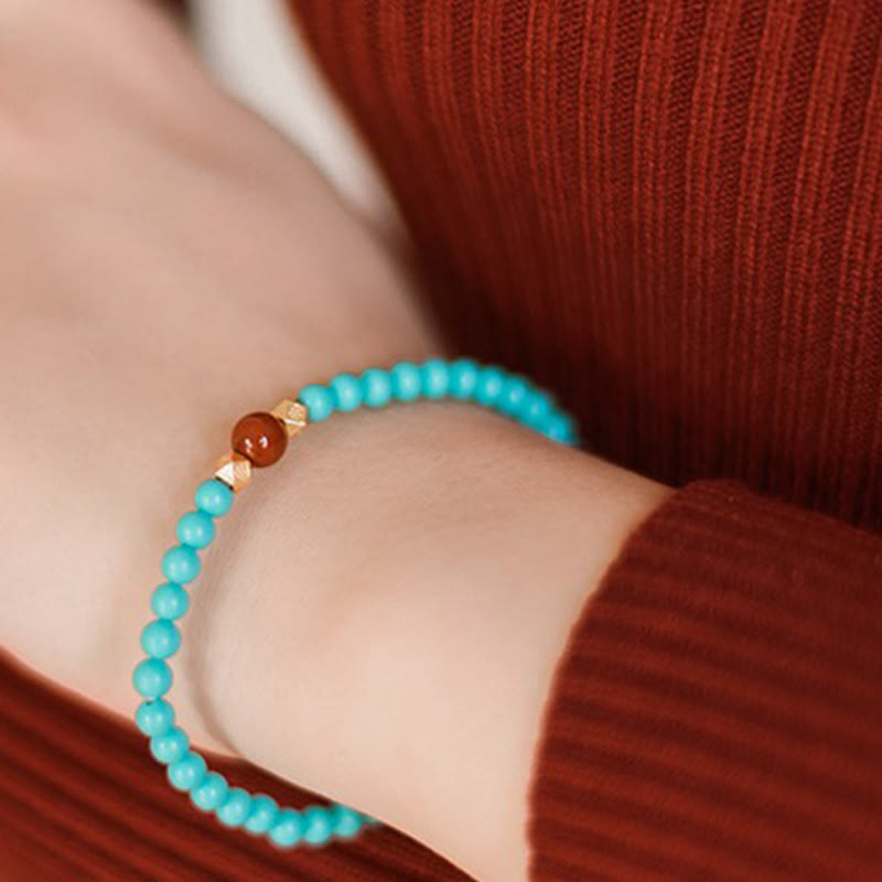 KarmaRipple's Turquoise Red Agate Beaded Protection Bracelet p5