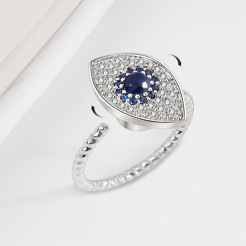 KarmaRipple's 925 Sterling Silver Evil Eye Protection Blessing Rotatable Ring p1