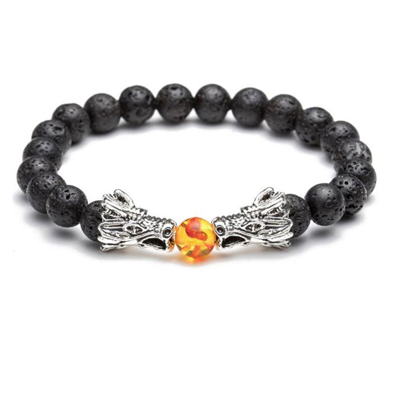 KarmaRipple's Ivory Turquoise Lava Rock Dragon Blessing Beaded Bracelet p12