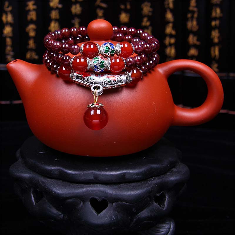 KarmaRipple's Authentic Garnet Red Agate Blessing Balancing Bracelet Pendant Necklace p2