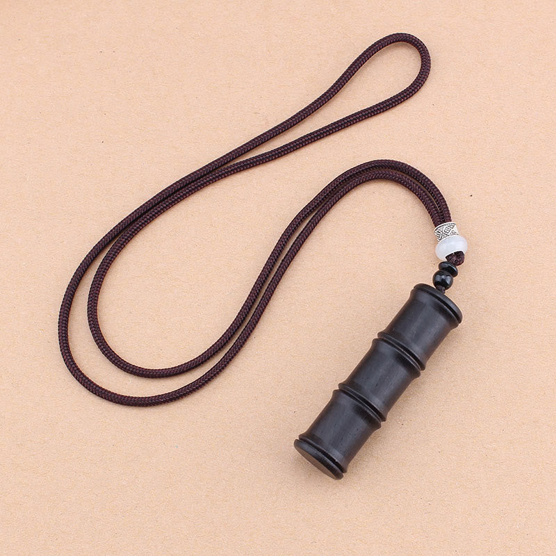 KarmaRipple's Ebony Wood Bamboo Pattern Ghau Prayer Box Peace Pendant Necklace p17