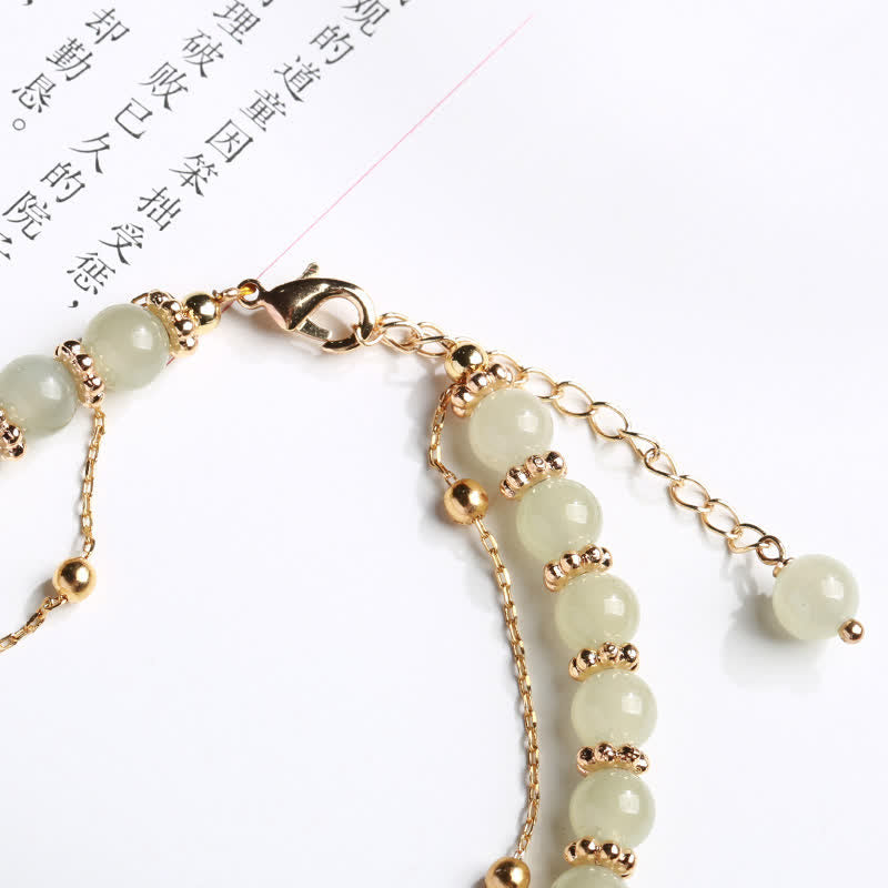 KarmaRipple's 925 Sterling Silver Authentic Hetian Jade Good Things Happen Peanut Talisman Bracelet p4