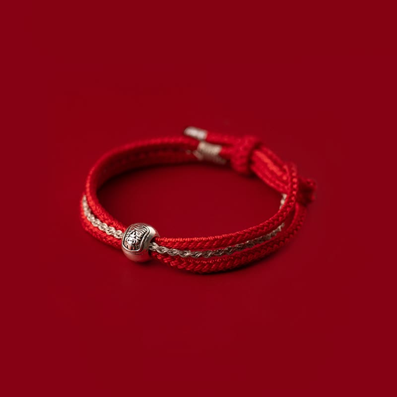 KarmaRipple's 925 Sterling Silver Tibetan Zakiram Goddess of Wealth Fortune Rope Bracelet p2