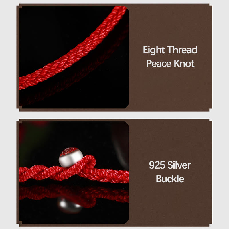 KarmaRipple's 999 Gold Fortunate Bead Eight Thread Peace Weave Red Rope Bracelet p8