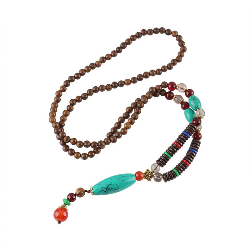 KarmaRipple's Wenge Wood Turquoise Stone Protection Calm Pendant Necklace p7