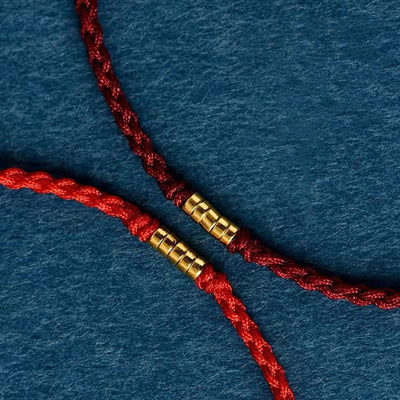 KarmaRipple's 925 Sterling Silver Fortunate Golden Bead Woven String Bracelet Anklet p6