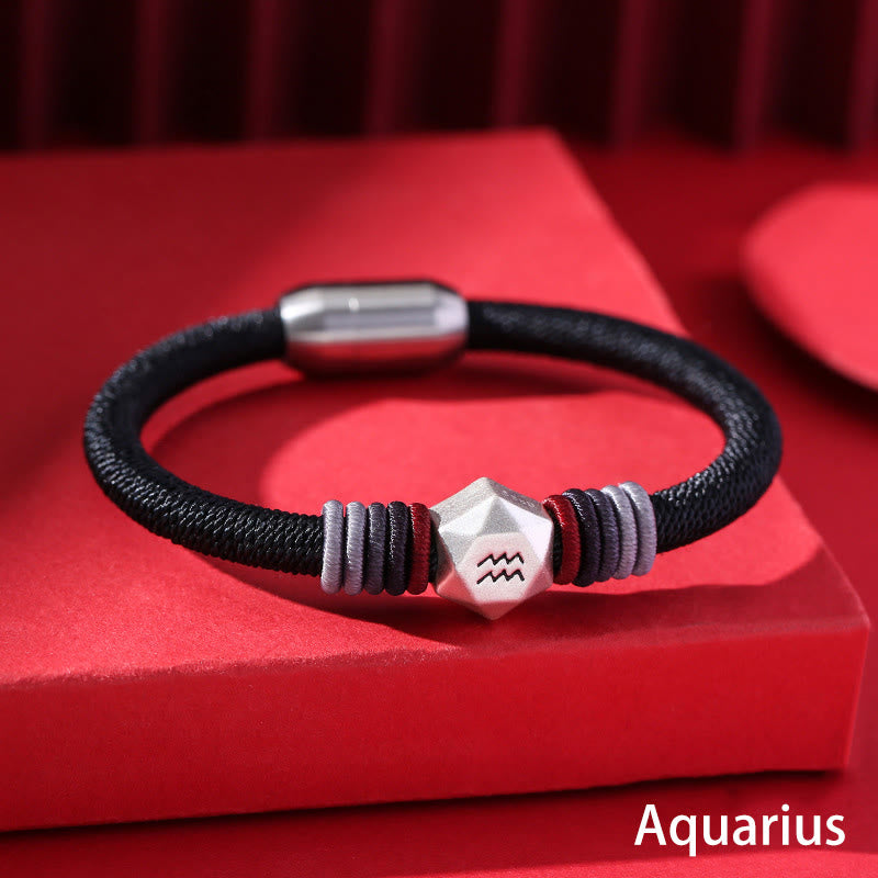 KarmaRipple's 999 Sterling Silver 12 Constellations of the Zodiac Blessing Handmade String Bracelet p36