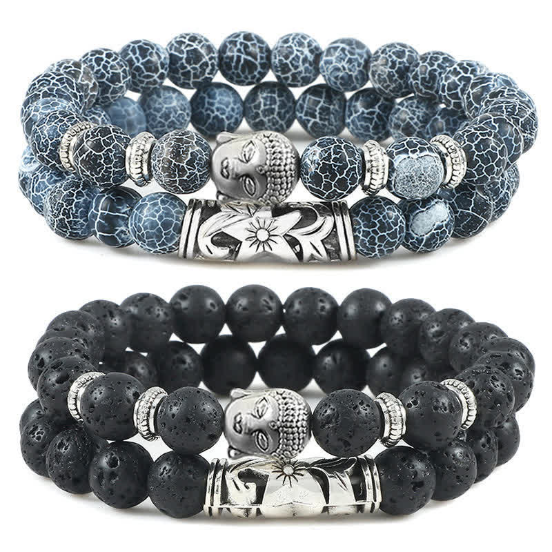 KarmaRipple's 2Pcs Authentic Gemstone Agate Buddha Protection Bracelet p12