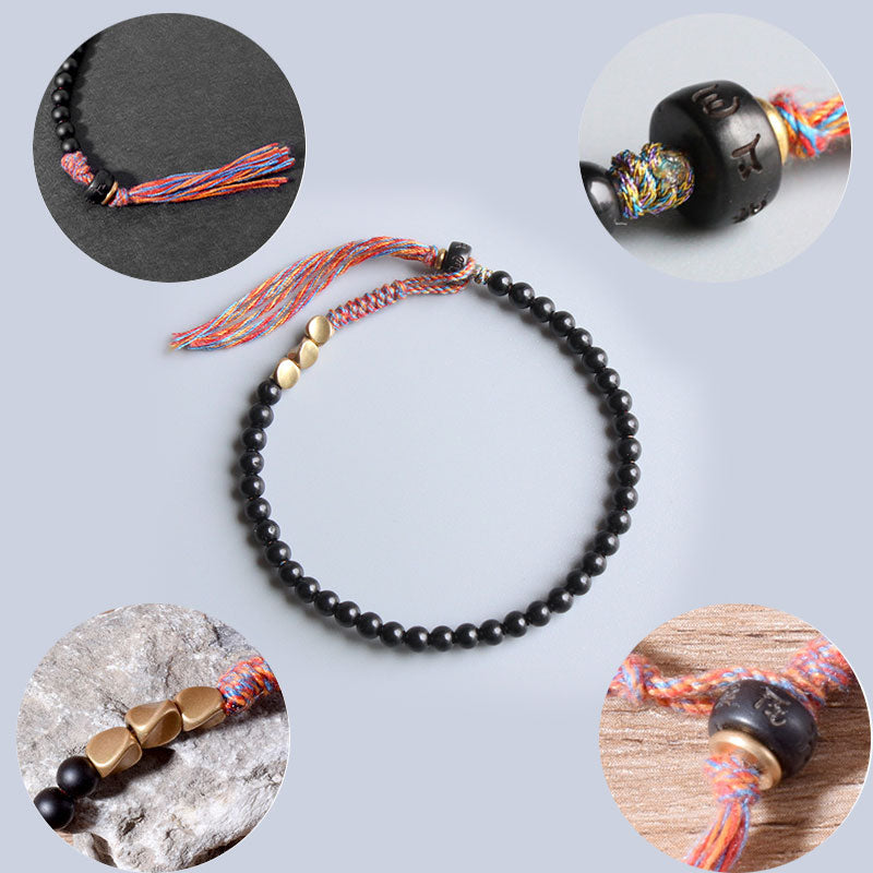 KarmaRipple's Handmade Tibetan Black Onyx Tassel Bracelet p10