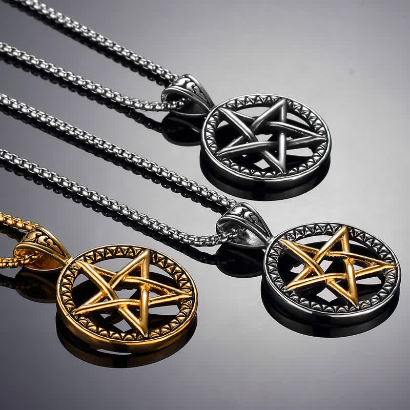 KarmaRipple's Pentagram Titanium Steel Balance Pendant Necklace p4