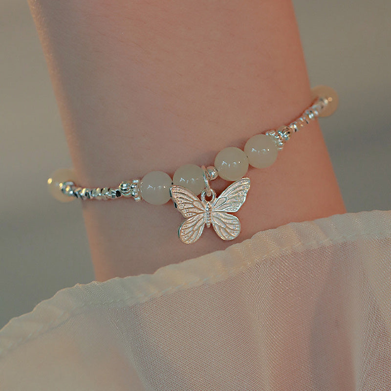 KarmaRipple's 925 Sterling Silver Authentic Hetian Jade Fortune Butterfly Talisman Bracelet p7