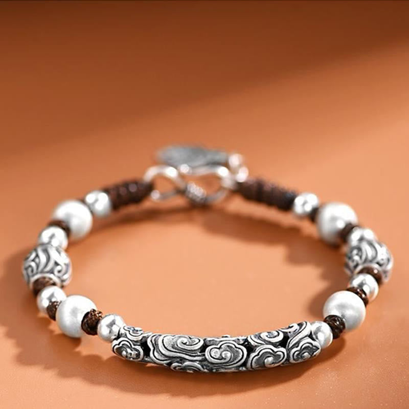 KarmaRipple's Tibet Handmade Bronze 999 Sterling Silver Auspicious Cloud Wealth String Bracelet p8