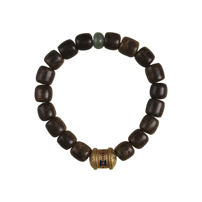 KarmaRipple's Agarwood Bronze Coin Auspicious Cloud Calm Bracelet p9