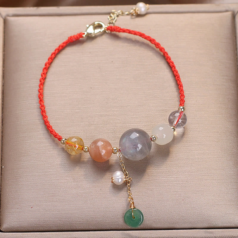 KarmaRipple's Moonstone Sunstone Beadwork Peace Buckle Talisman Balancing Bracelet p6