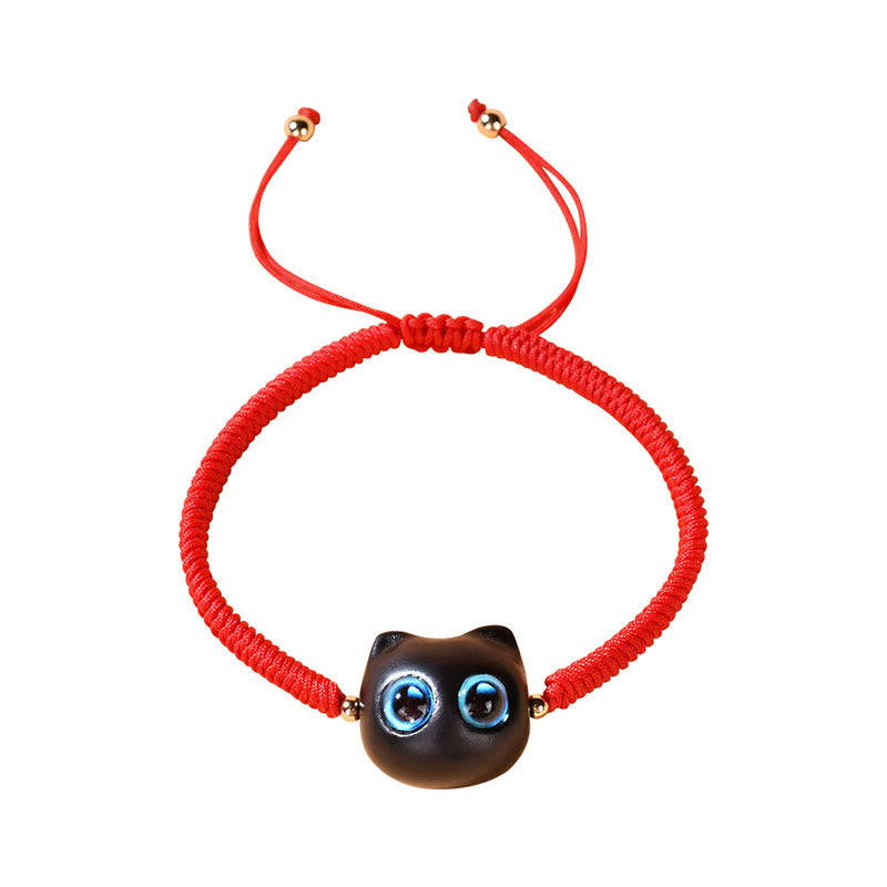 KarmaRipple's Ebony Wood Cat Head Pattern Peace King Kong Weave Woven Bracelet p14