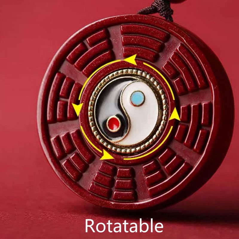 KarmaRipple's Authentic Cinnabar Bagua Rotatable Yin Yang Keep Away Evil Spirits Pendant Necklace p4