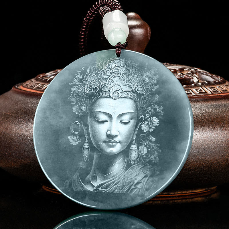 KarmaRipple's Kwan Yin Avalokitesvara Jade Abundance String Pendant Necklace p2