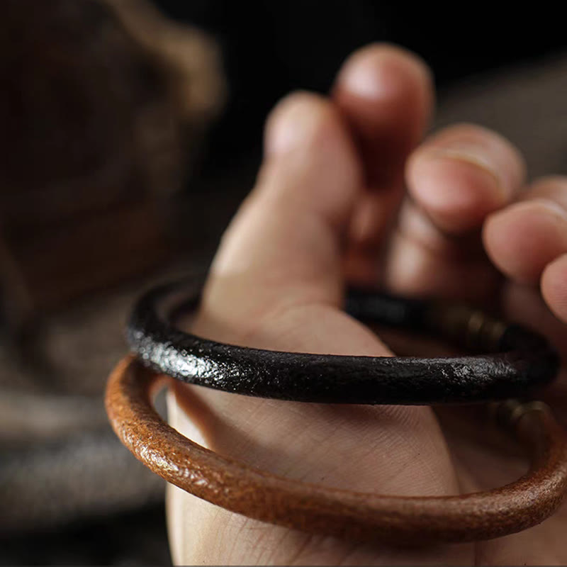 KarmaRipple's Retro Leather Fortune Balancing Bronze Magnetic Buckle Bracelet p17