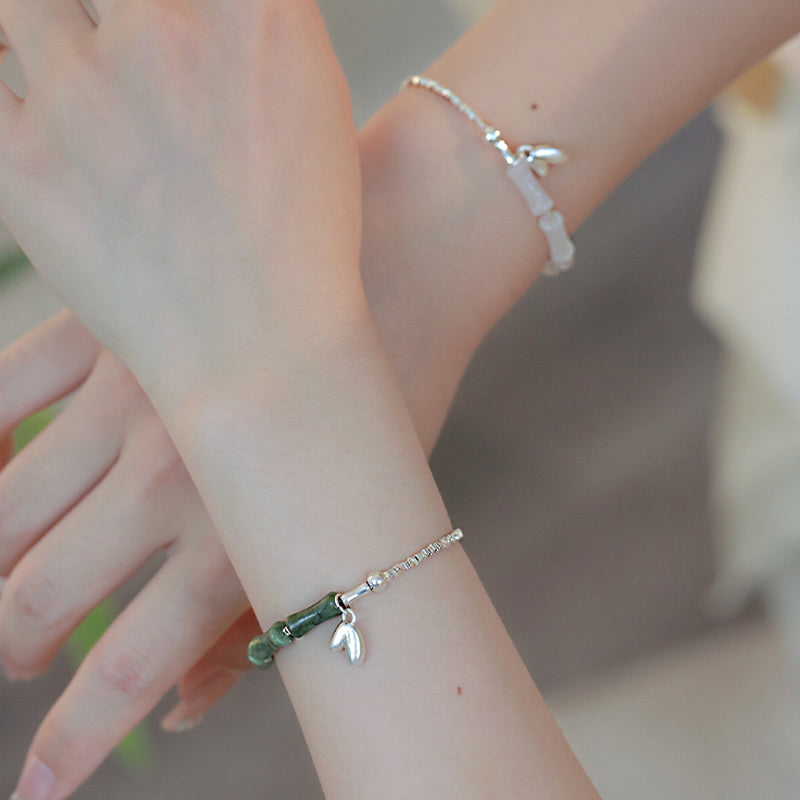 KarmaRipple's 925 Sterling Silver Peridot Bamboo Pattern Fortune Bracelet p12