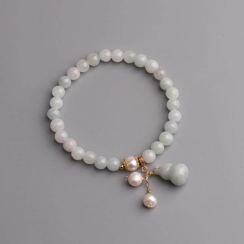 KarmaRipple's Authentic Jade Pearl Gourd Prosperity Fortune Bracelet p8