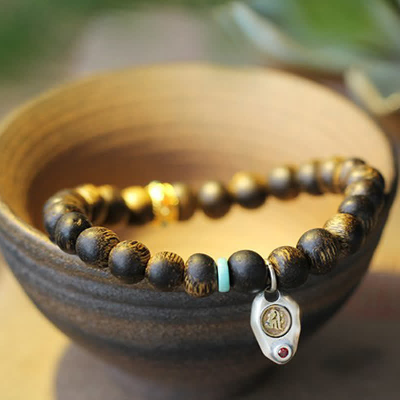 KarmaRipple's Vietnam Qinan Agarwood Turquoise Balance Strength Bracelet p9