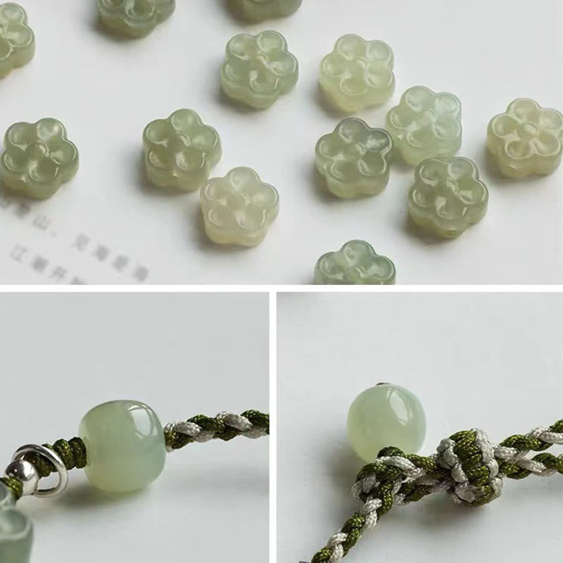 KarmaRipple's Handmade Plum Blossom Flower Jade Fortune Prosperity Woven Bracelet p4