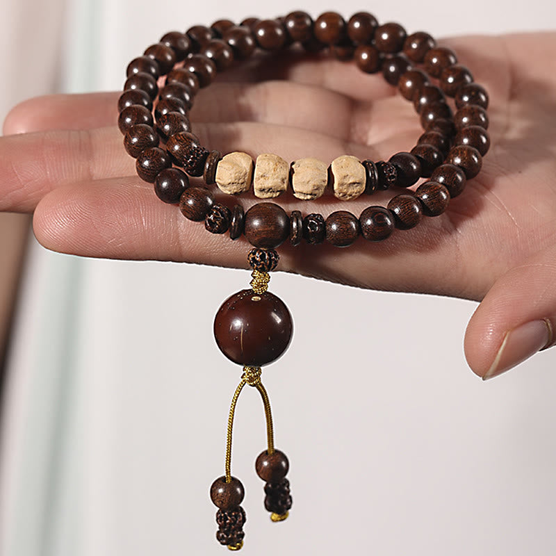 KarmaRipple's Sandalwood Small Leaf Red Sandalwood Bodhi Seed Purification Double Wrap Bracelet p14