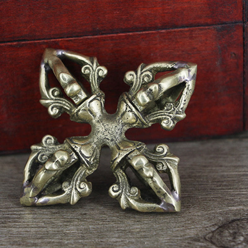 KarmaRipple's Nepal Handmade 5 Prong Double Dorje Bronze Strength Vajra p10