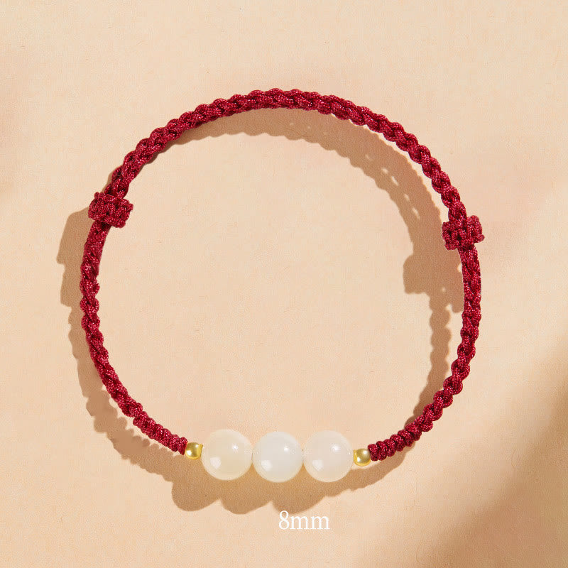 KarmaRipple's Handcrafted Round Jade Fortunate Bead Prosperity Woven Bracelet p38