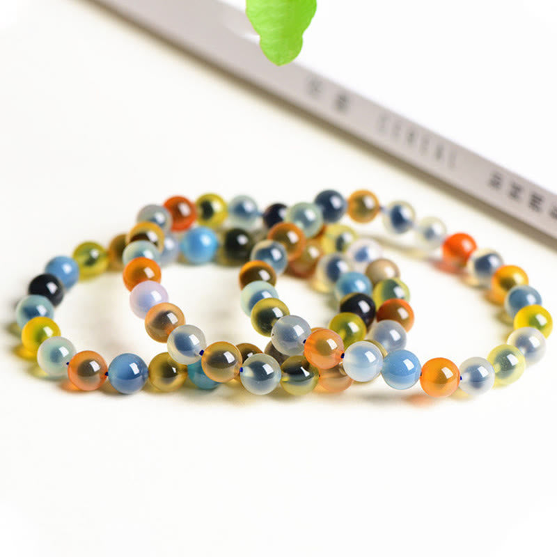 KarmaRipple's Authentic Colorful Candy Agate Balance Strength Bead Bracelet p15