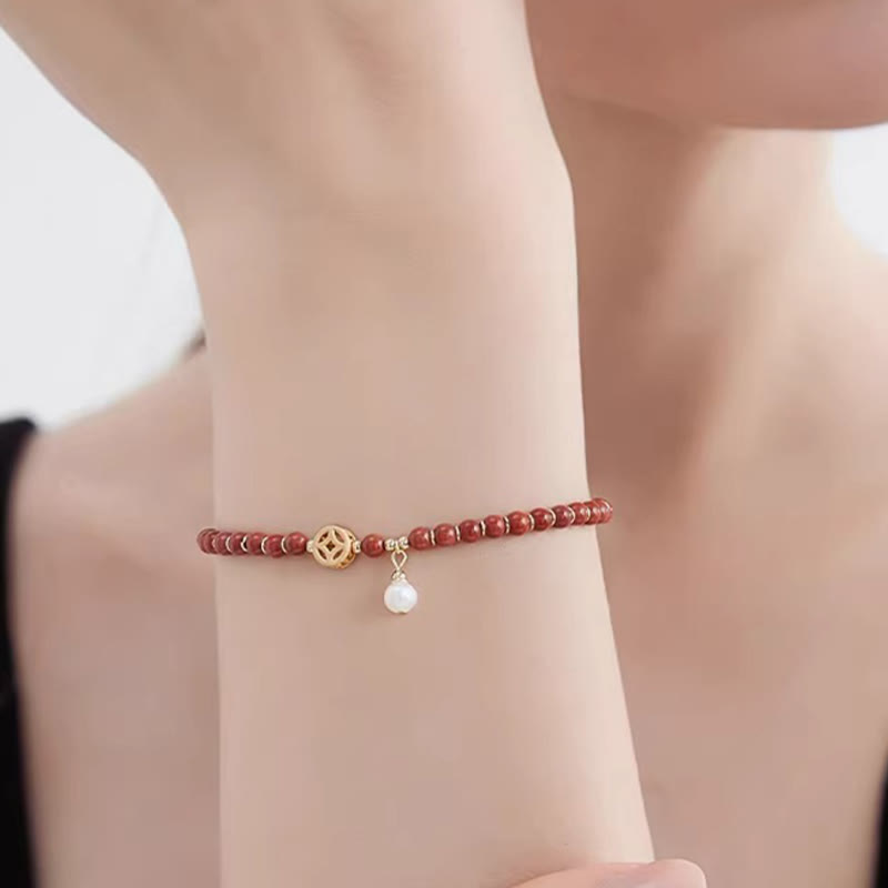 KarmaRipple's 14K Gold Plated Bronze Red Agate Bronze Coin Confidence Bracelet p5