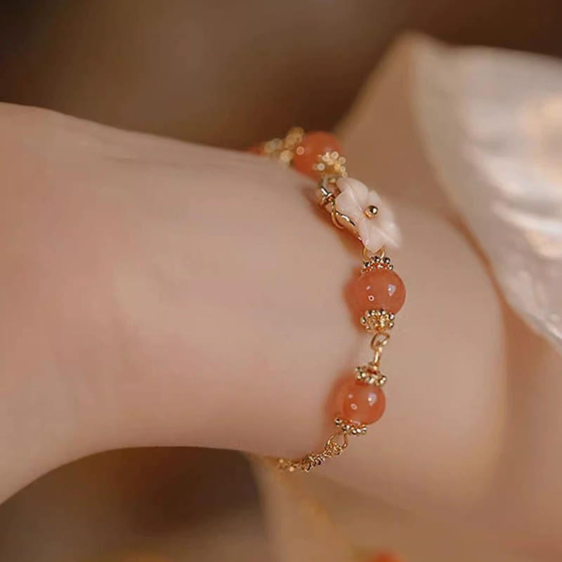 KarmaRipple's Red Agate Tridacna Stone Flower Confidence Bracelet p8