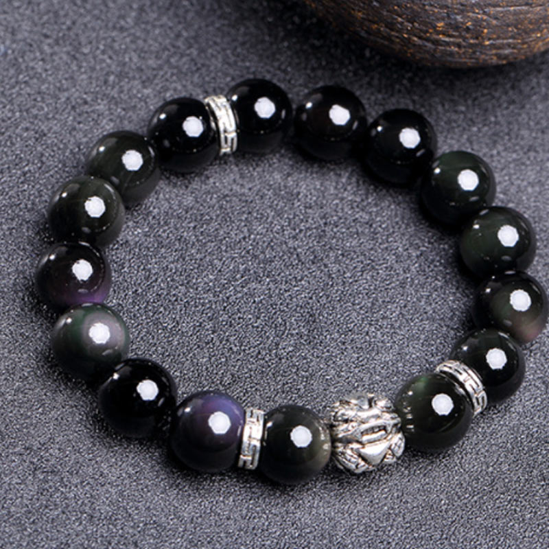 KarmaRipple's FengShui Authentic Rainbow Obsidian PiXiu Blessing Bracelet p3