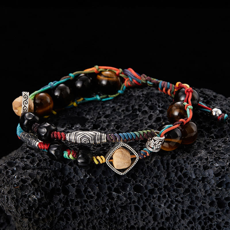 KarmaRipple's 925 Sterling Silver Tiger's Eye Bodhi Seed Handmade Courage Bracelet p2