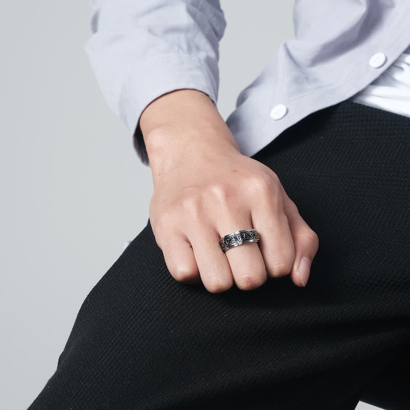 KarmaRipple's Triangle Weave Triquetra Titanium Steel Calm Rotatable Ring p6