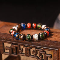KarmaRipple's Five Elements Gold Swallowing Beast Family Talisman Liuli Glass Bead Fortune Bracelet