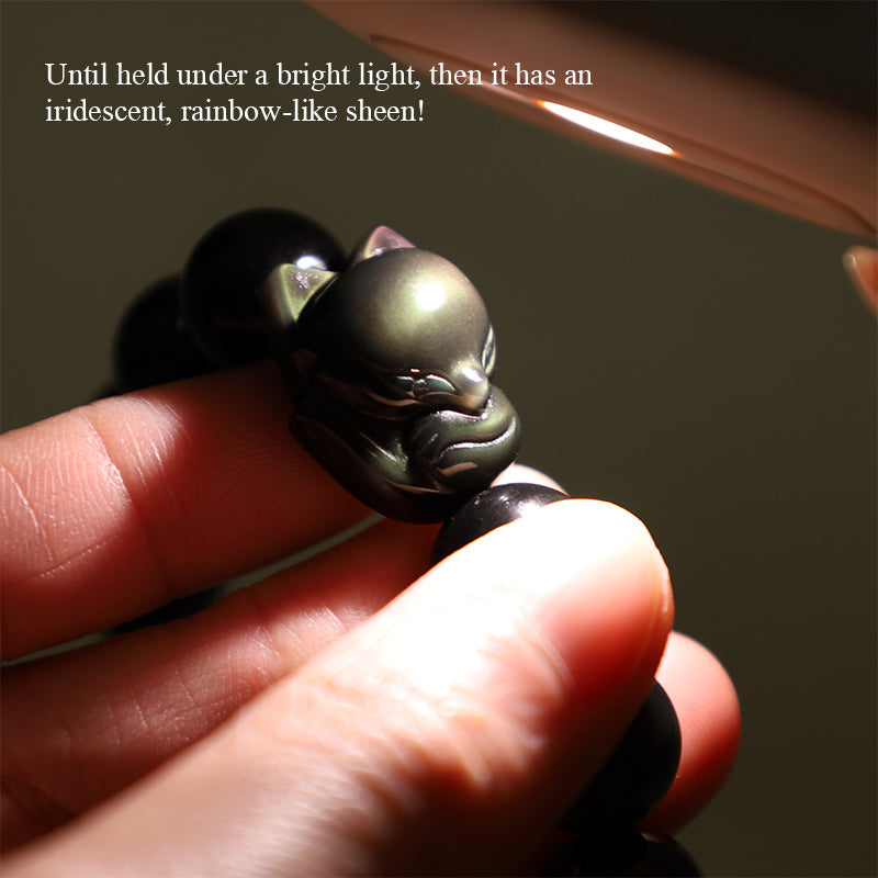 KarmaRipple's Rainbow Obsidian Fox Balancing Positive Bracelet p5