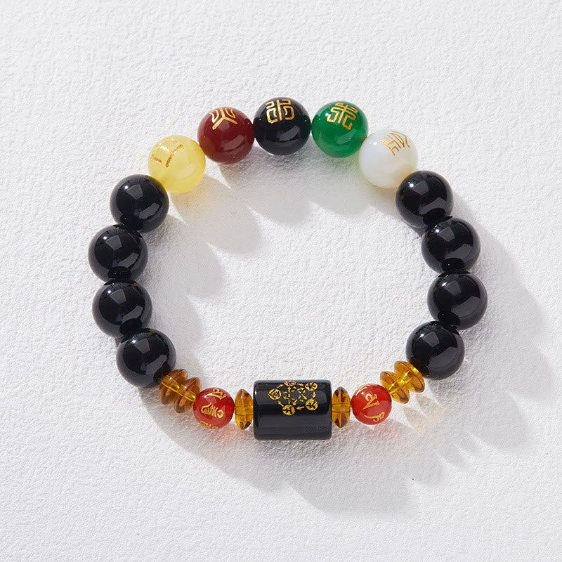 KarmaRipple's Five Elements Black Onyx Red Agate Wisdom Wealth Bracelet p35