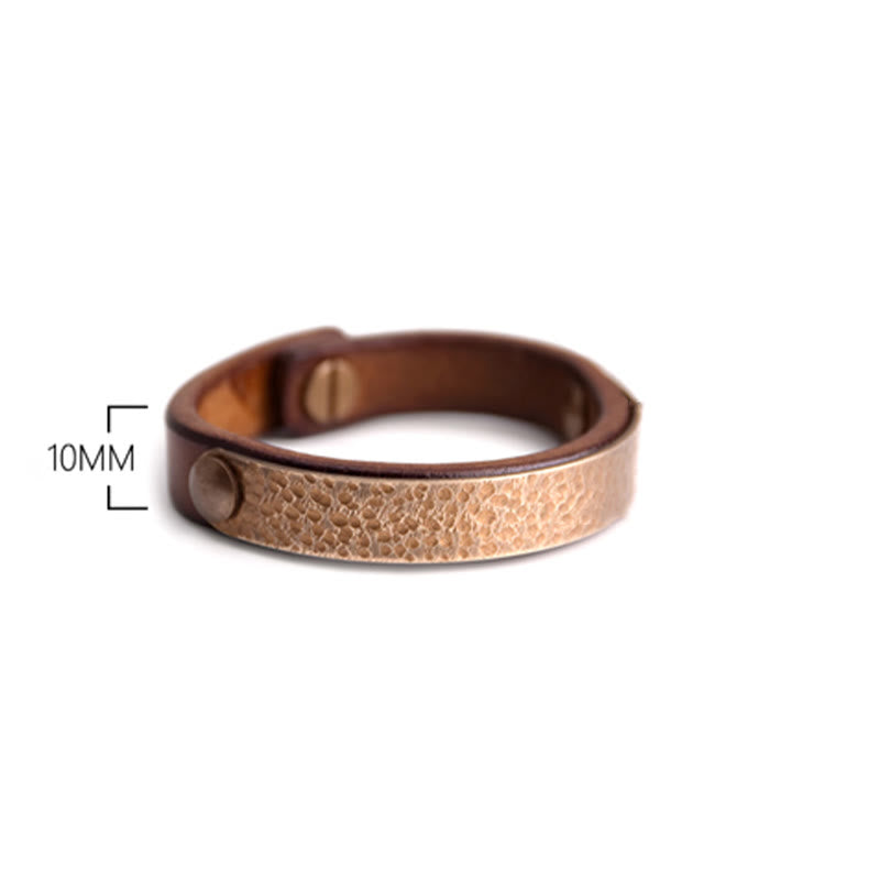 KarmaRipple's Vintage Handmade Texture Bronze Brass Leather Wealth Bracelet Bangle p14