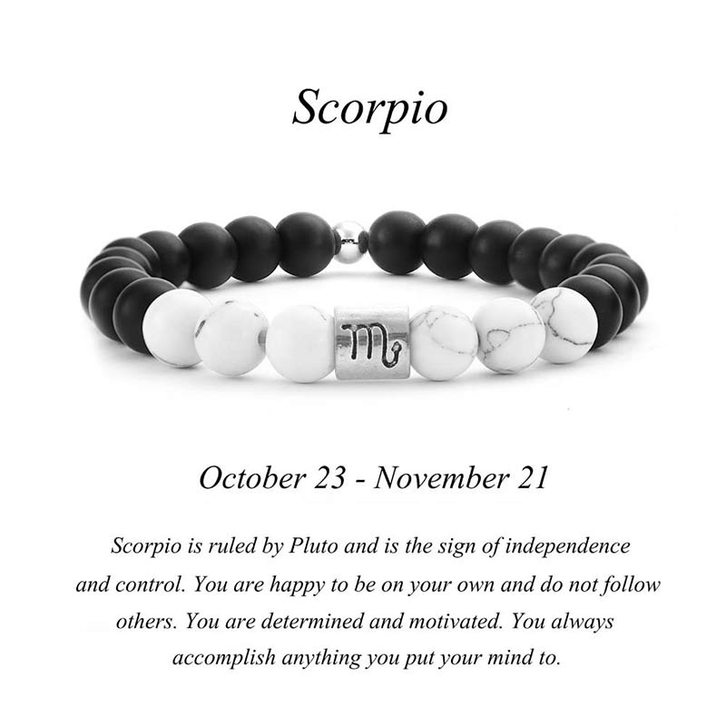 KarmaRipple's 12 Constellations of the Zodiac Authentic Frosted Stone Ivory Turquoise Bead Fortune Bracelet p29