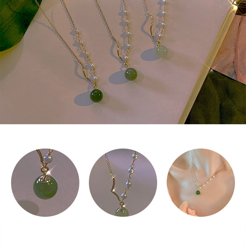 KarmaRipple's KarmaRipple's atural Hetian Jade Pearl Fortune Bead Pendant Necklace p12