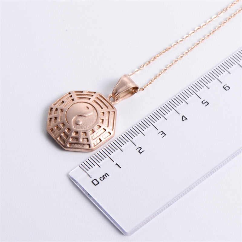 KarmaRipple's Bagua Yin Yang Titanium Steel Balance Pendant Chain Necklace p13