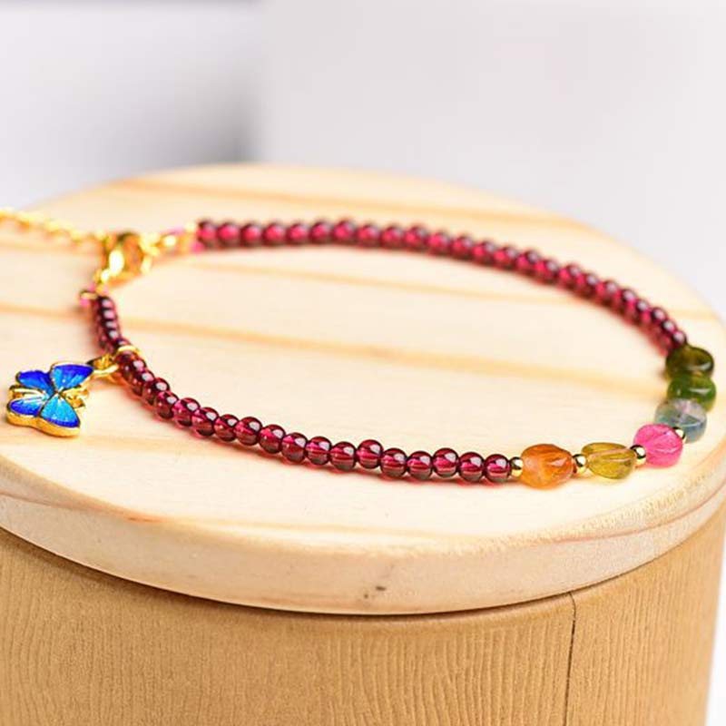 KarmaRipple's Garnet Tourmaline Butterfly Protection Bracelet Anklet p9
