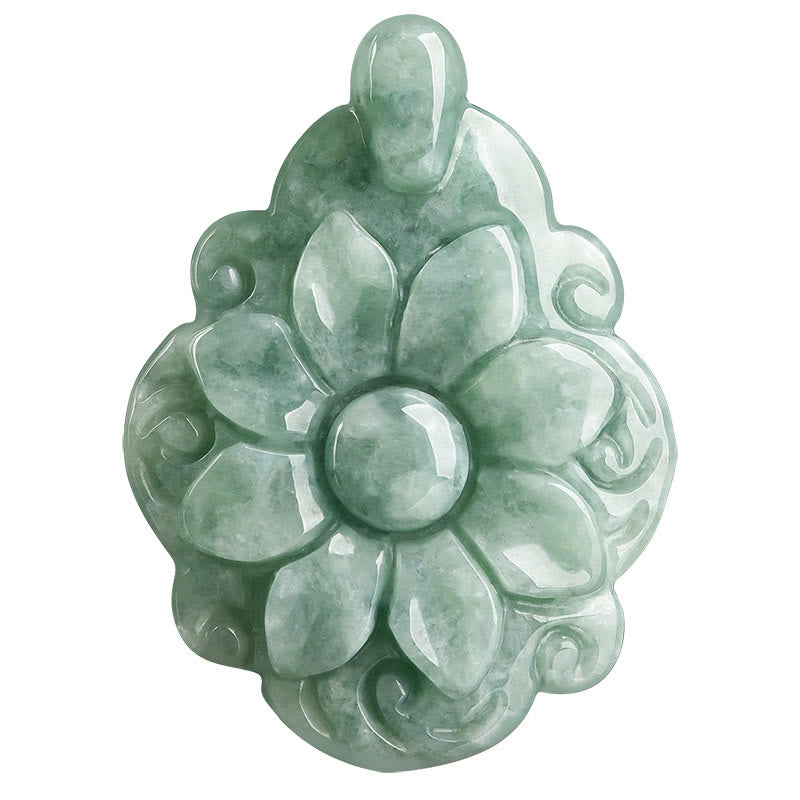 KarmaRipple's Authentic Jade Kalanchoe blossfeldiana Flower Pattern Fortune Pendant Necklace p11