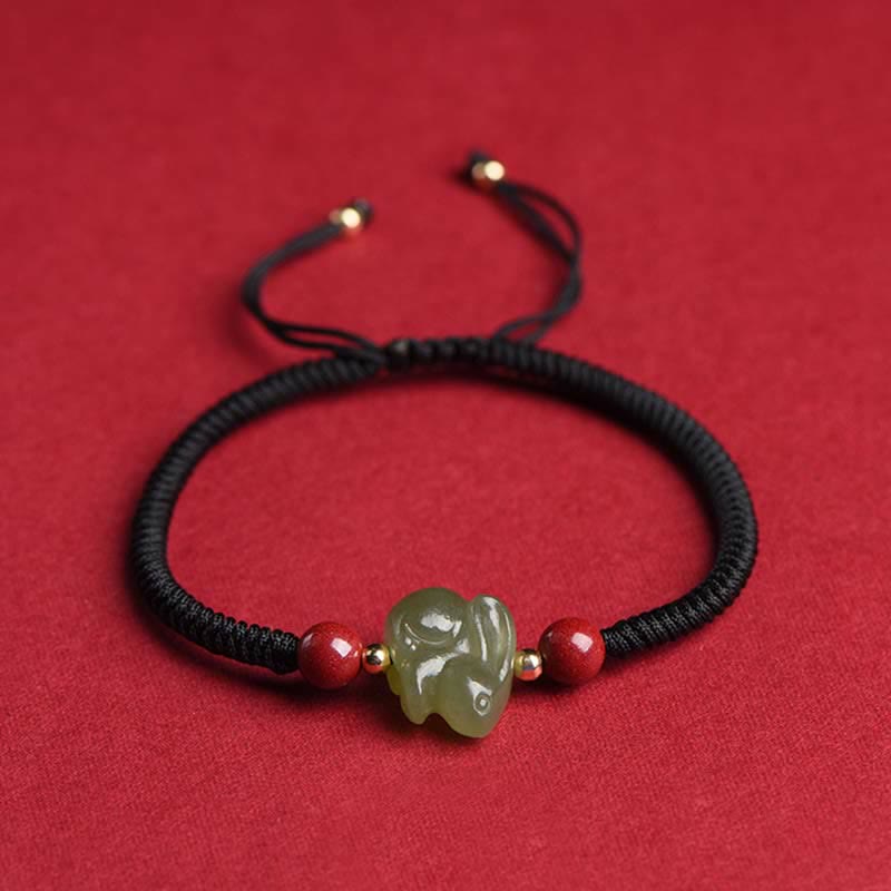 KarmaRipple's Year of the Rabbit Hetian Jade Bunny Cinnabar Beaded Abundance String Bracelet p18